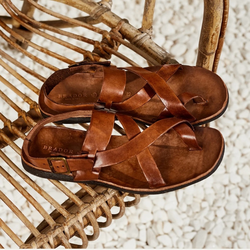 BRADOR men’s Brown Leather Sandals size 40 EU/ 7 US - Picture 2 of 5
